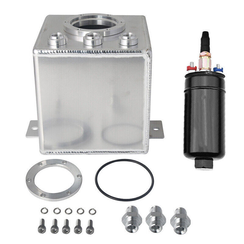 2L High Flow Swirl Fuel Surge Tank AN6 Aluminum w/ 044 External Fuel Pump