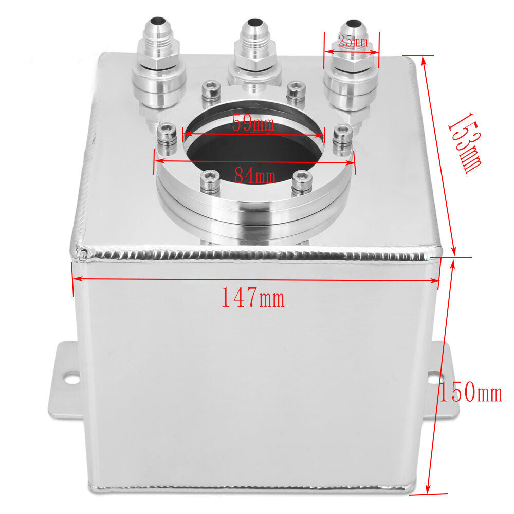 2L High Flow Swirl Fuel Surge Tank AN6 Aluminum w/ 044 External Fuel Pump
