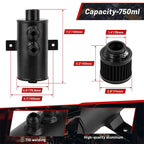 Universal 10AN Aluminum Baffled Oil Catch Can with Drain Valve Breather Filter