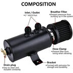 Universal 10AN Aluminum Baffled Oil Catch Can with Drain Valve Breather Filter