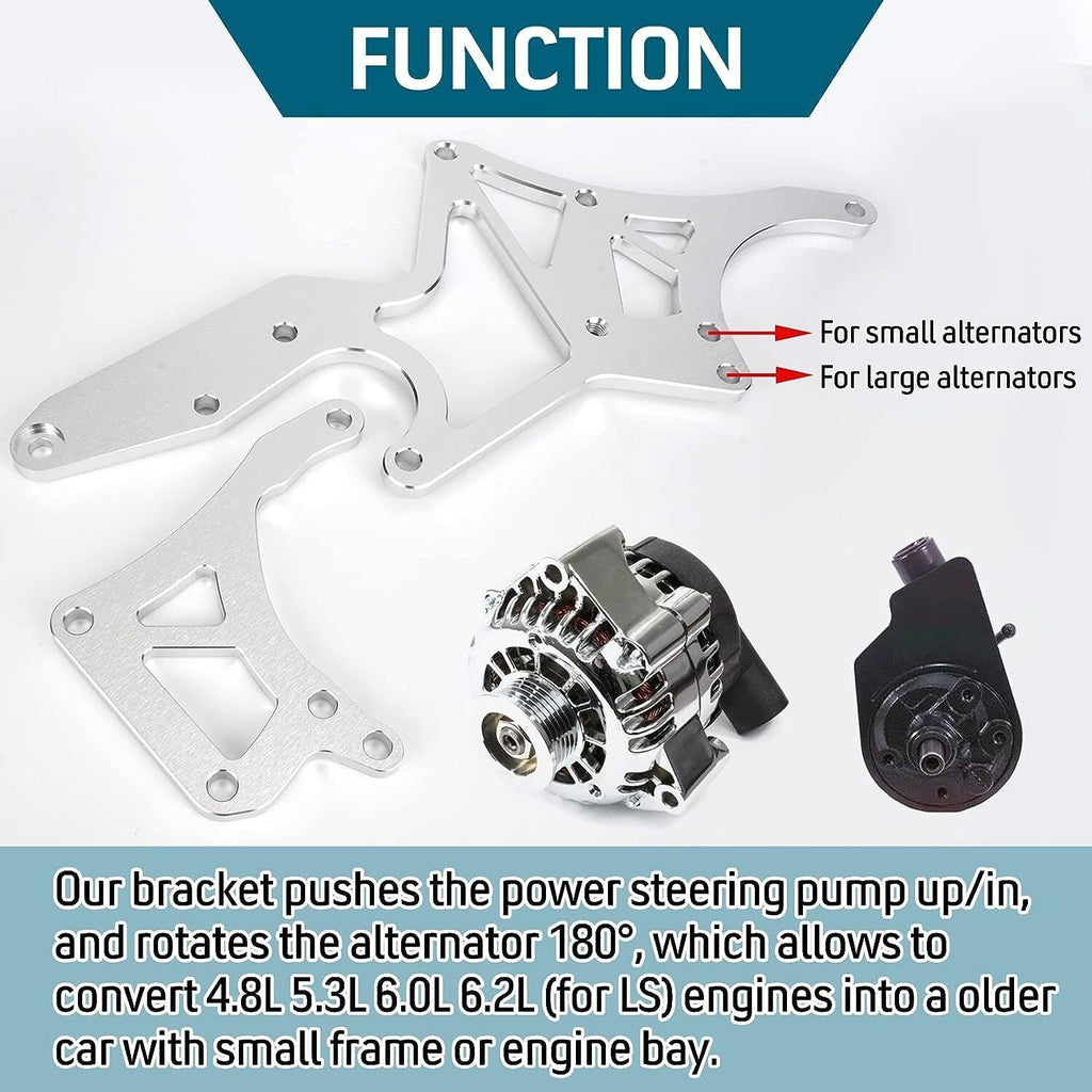 Fits LS Engine Serpentine Bracket Alternator Power Steering Pump Swap Conversion