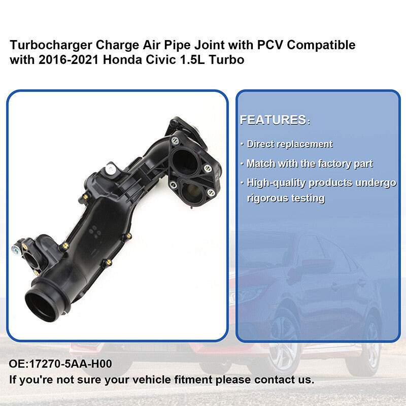 Turbocharger Charge Air Pipe Joint with PCV For 2016-2021 Honda Civic 1.5L