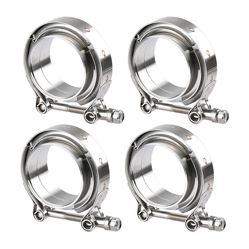 4X 2.5'' V-Band Mild Steel Flange & Clamp Kit For Turbo Exhaust Pipe New
