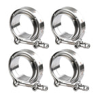 4X 2.5'' V-Band Mild Steel Flange & Clamp Kit For Turbo Exhaust Pipe New