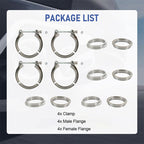 4X 2.5'' V-Band Mild Steel Flange & Clamp Kit For Turbo Exhaust Pipe New