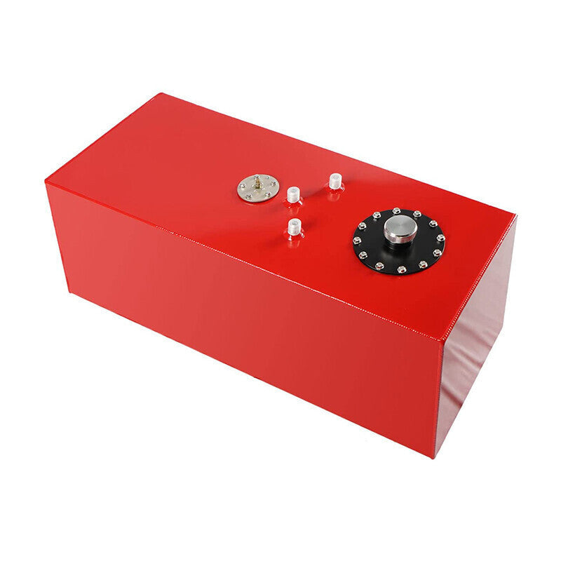 19 Gallon 72L Slim Race Fuel Cell Gas Tank w/ Level Sender Top-Feed Aluminum Red