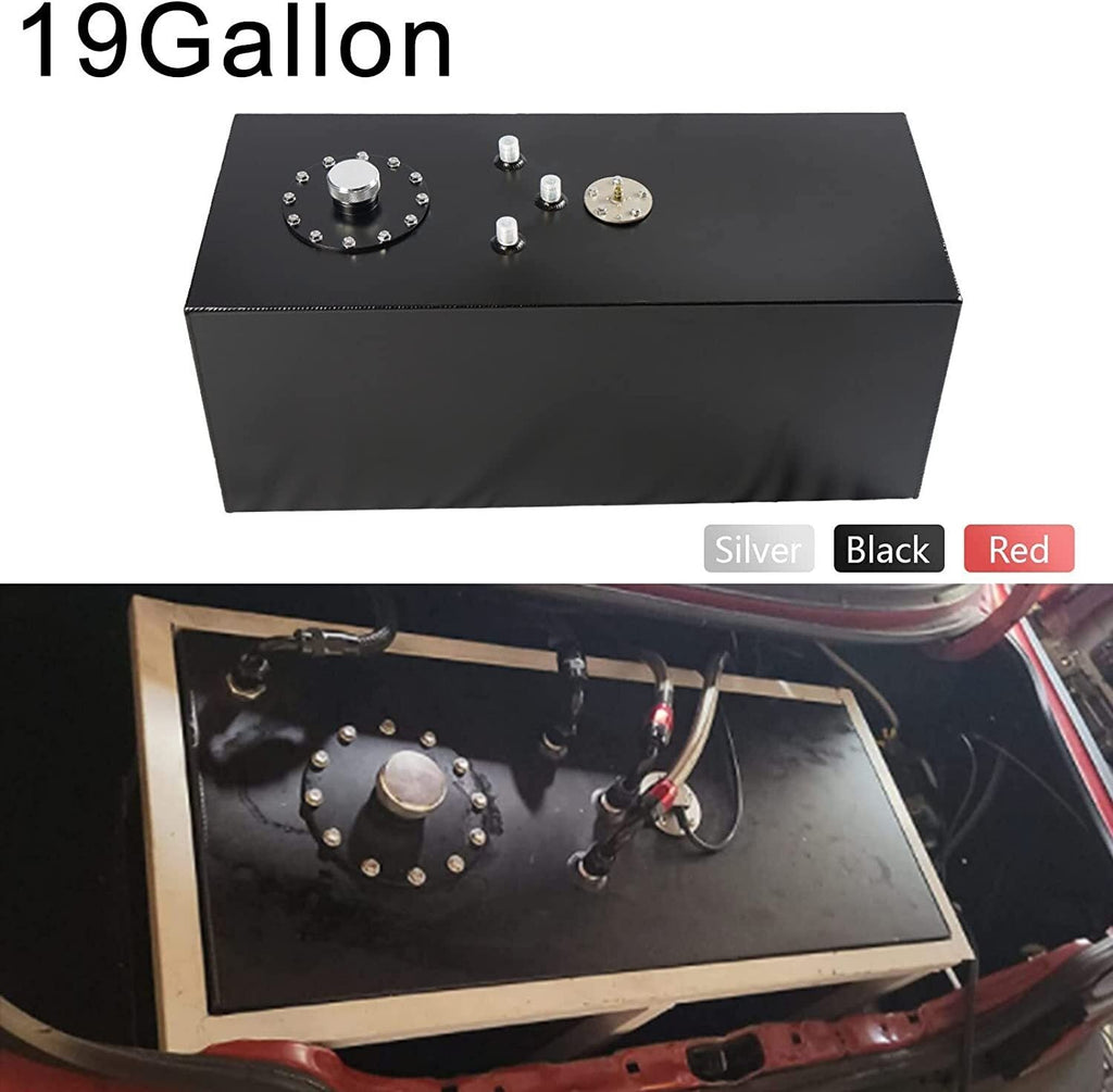 19 Gallon 72L Top Feed Fuel Cell Tank with Cap & Lever Sender 12“ Fuel Line Kits