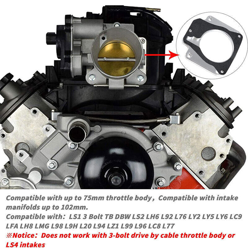 Throttle Body Adapter LS3 4 Bolt Intake to LS1 3 Bolt For LS2 LH6 L92 L76 LY2 LY