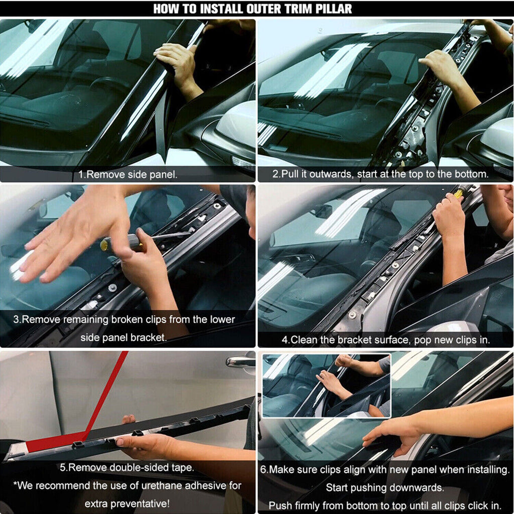 Pair Inner & Outer Windshield A Pillar Molding Trim For Ford Explorer 2011-2019