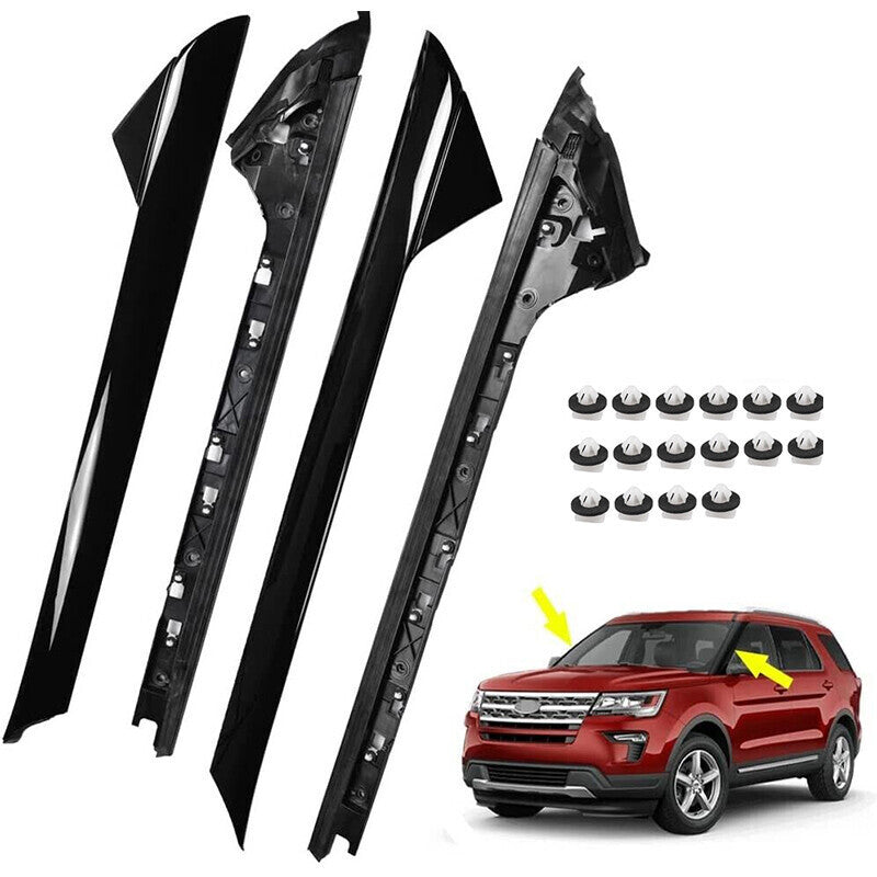 Pair Inner & Outer Windshield A Pillar Molding Trim For Ford Explorer 2011-2019