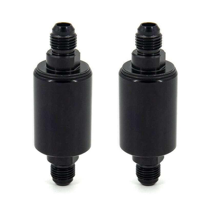Universal -6AN Inline Fuel Filter High Flow 100 Micron Cleanable AN6 6AN Pair x2