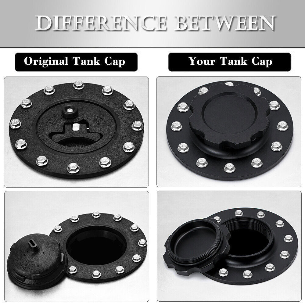 160mm Billet Aluminum Easy Fill Fuel Cell Gas Cap with 12 Hole Cell Bung Replace