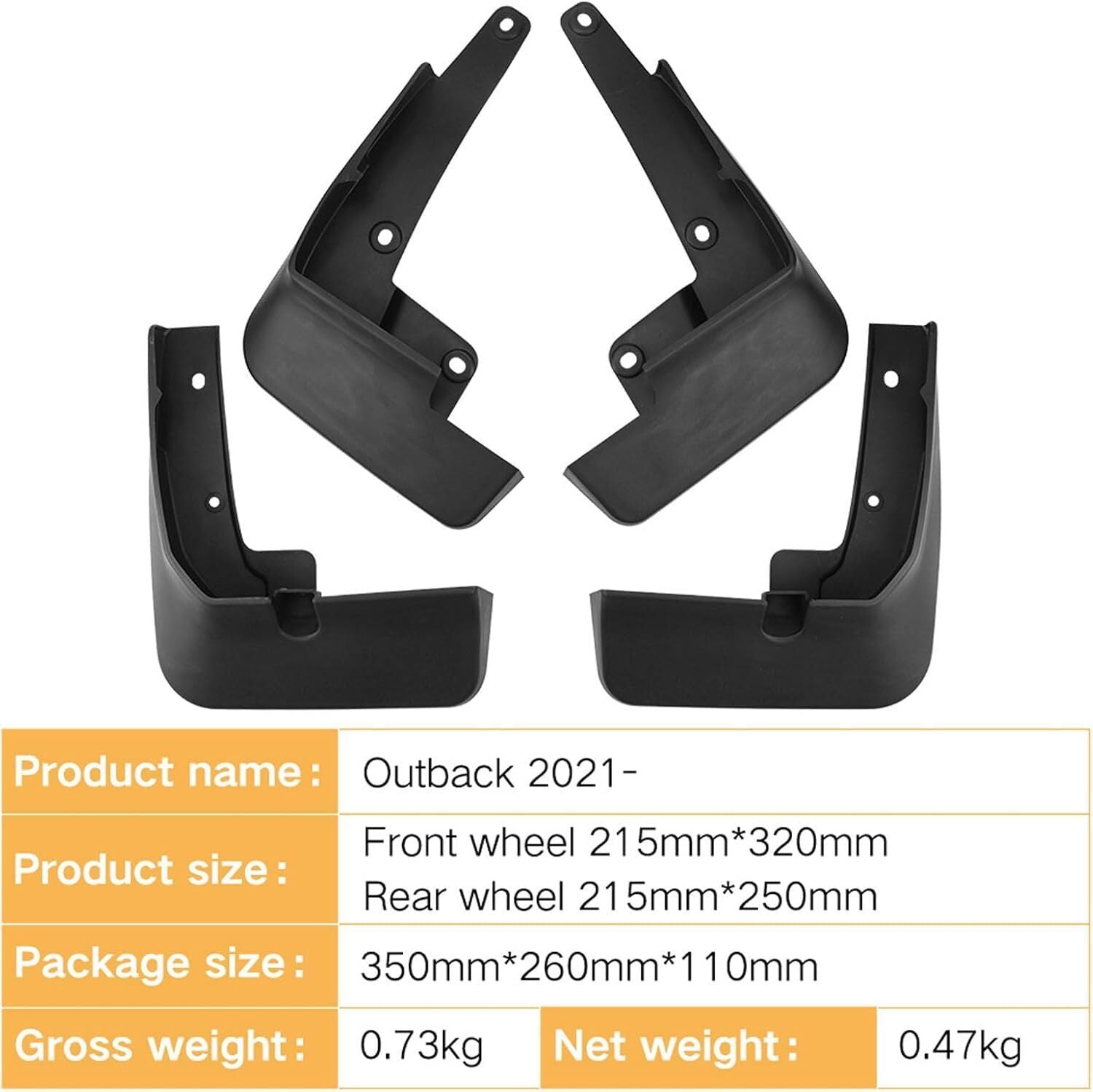 4Pcs Mud Flaps Mudguards Splash Guard Front & Rear for Subaru Outback 2021-2024