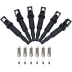 6 Ignition Coil and Spark Plugs Pack for BMW 128i 325i 328i UF592 0221504470