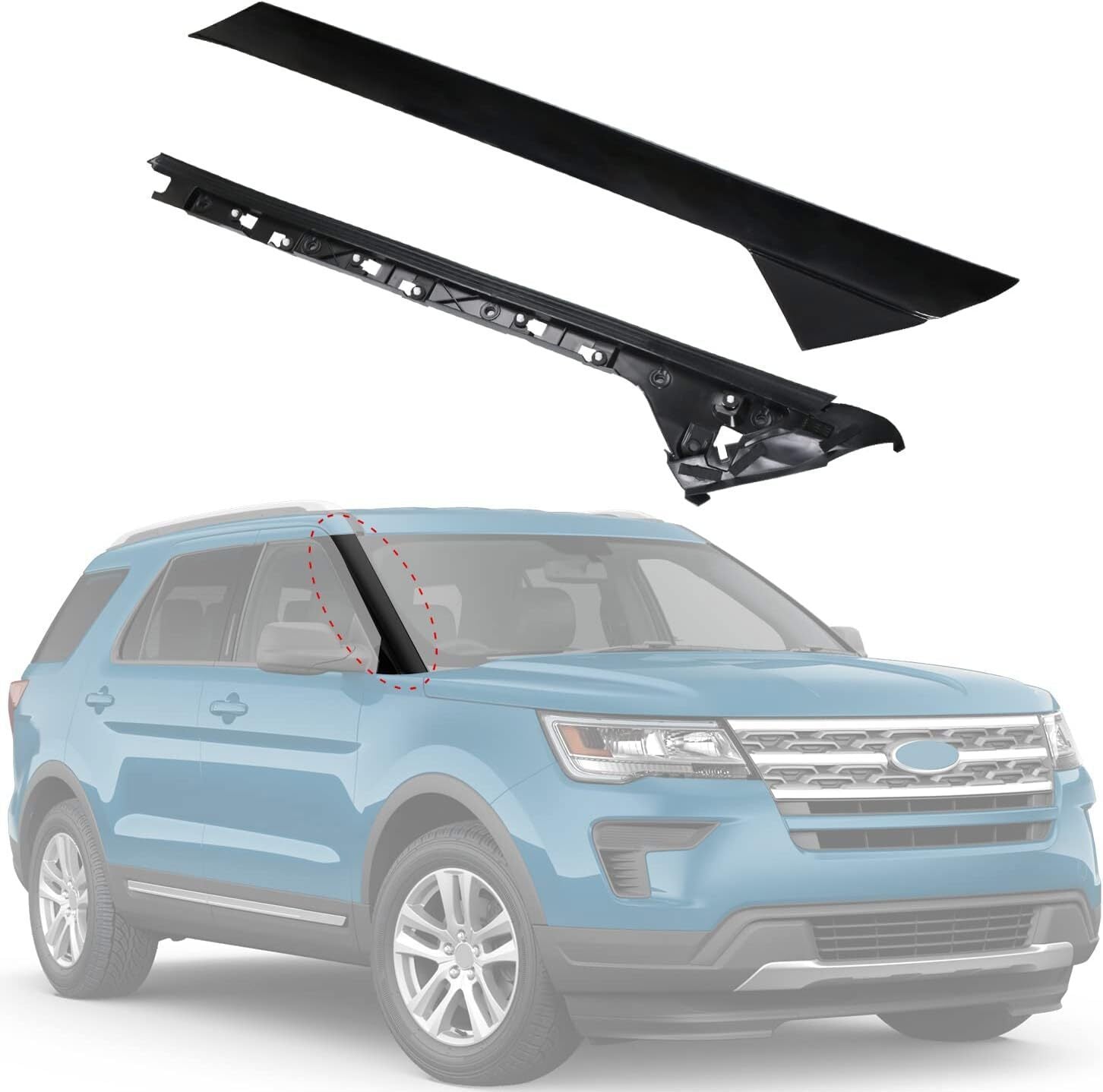 Windshield Outer Inner Trim Pillar Molding Right Side For 11-19 Ford Explorer
