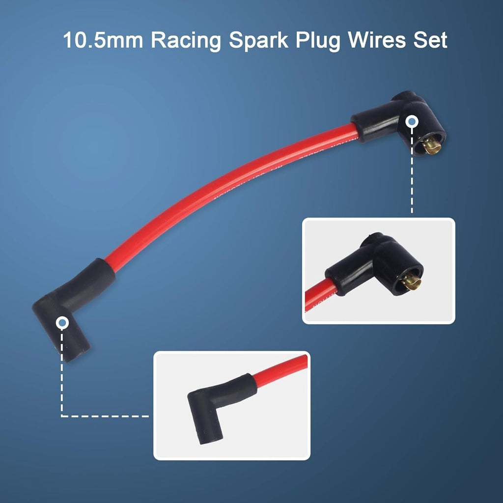 Red 10.5mm Spark Plug Wire Set for 1969-1995 Ford Mustang F-150 V8 5.0L 5.8L New