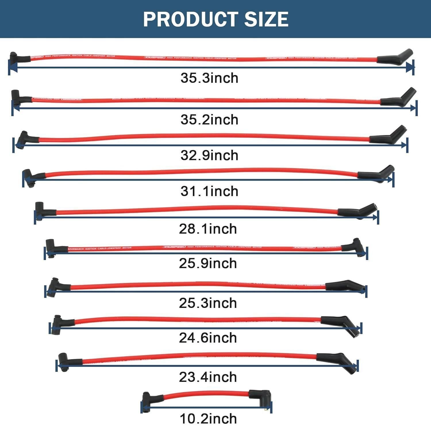 Red 10.5mm Spark Plug Wire Set for 1969-1995 Ford Mustang F-150 V8 5.0L 5.8L New
