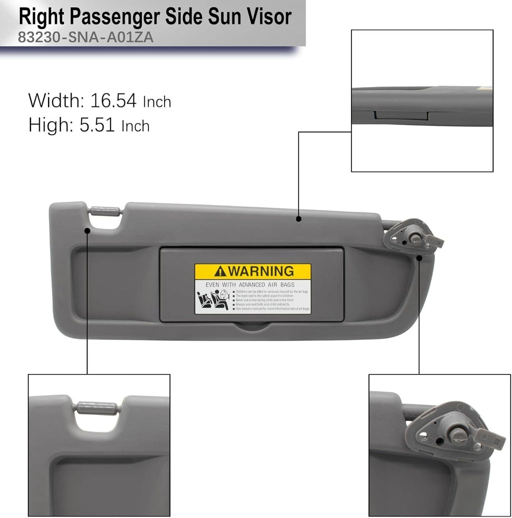 US Right Passenger Side Sun Visor For Honda Civic 2006 2007 2008 2009 2010 2011