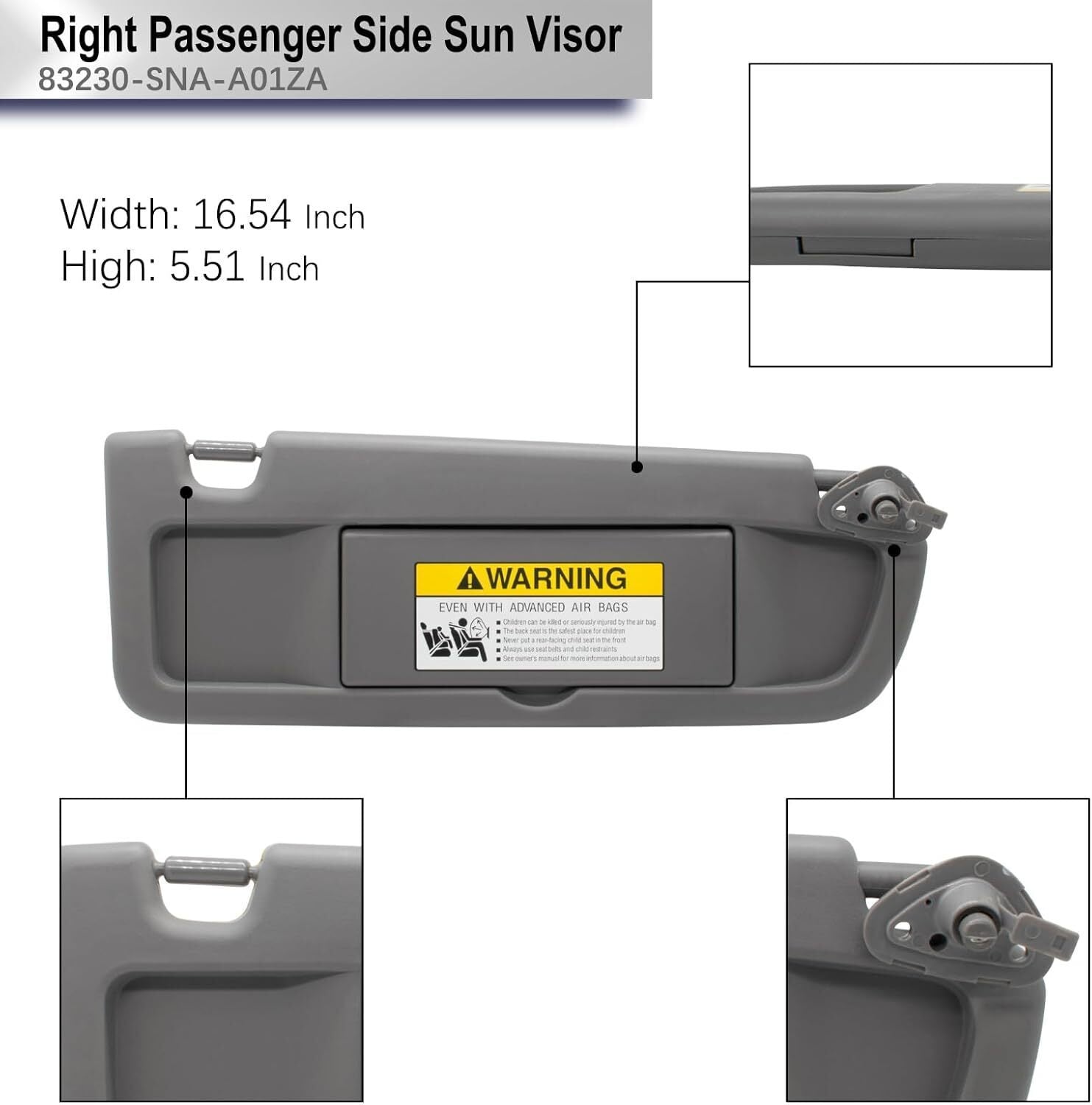 US Right Passenger Side Sun Visor For Honda Civic 2006 2007 2008 2009 2010 2011