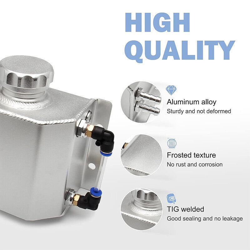 Car 1L Aluminum Radiator Coolant Overflow Bottle Water Reservoir Tank + Cap