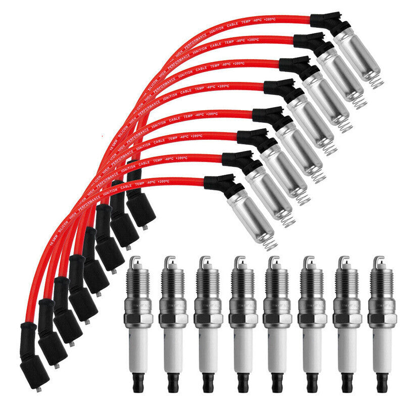 8pcs For Wires 48322 & Spark Plugs 41962 Chevy Silverado GMC 4.8/5.3/6.0L V8