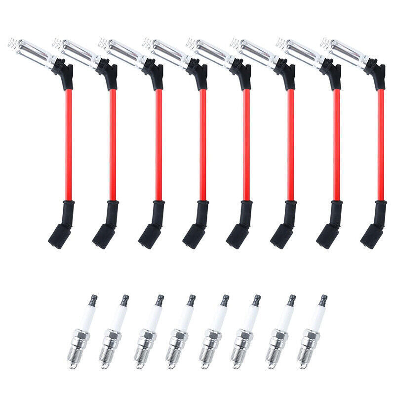 8pcs For Wires 48322 & Spark Plugs 41962 Chevy Silverado GMC 4.8/5.3/6.0L V8