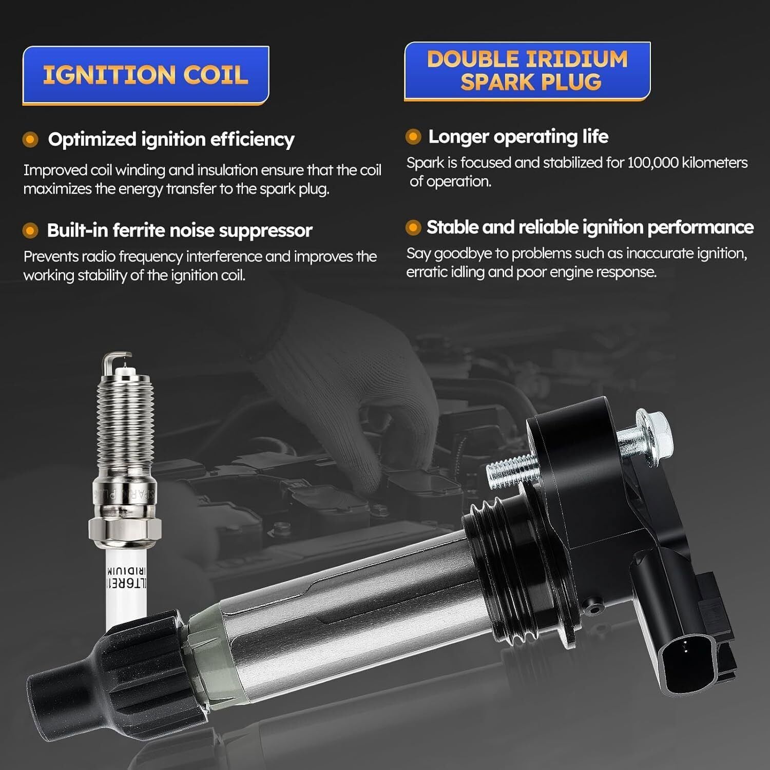 6x Ignition Coil & Iridium Spark Plug Packs For Cadillac GMC Chevy Buick UF569