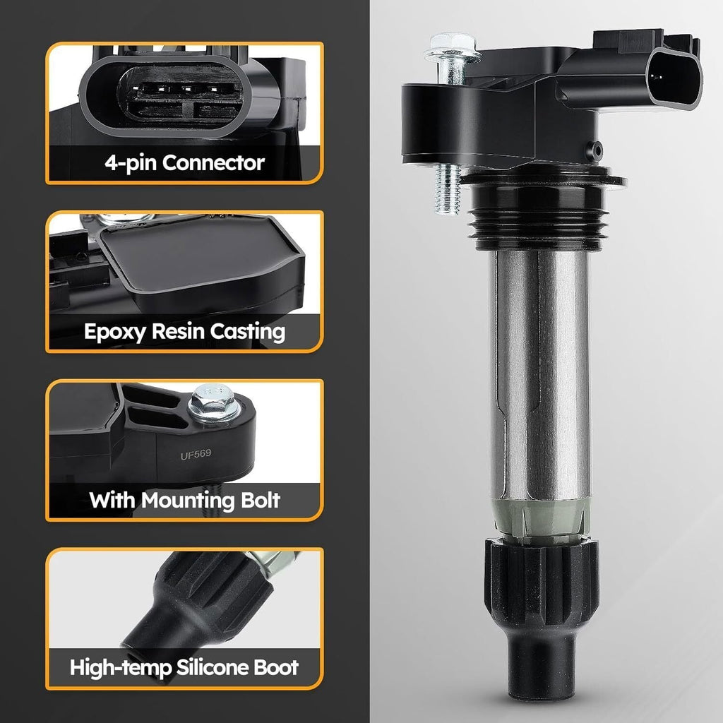 6x Ignition Coil & Iridium Spark Plug Packs For Cadillac GMC Chevy Buick UF569