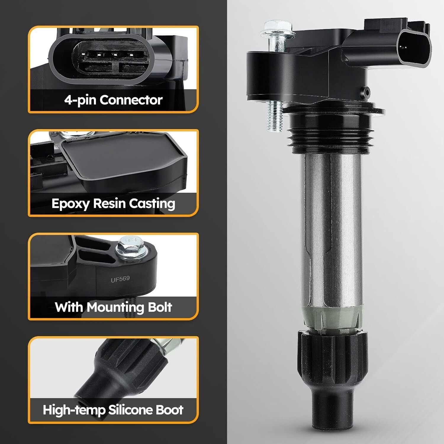 6x Ignition Coil & Iridium Spark Plug Packs For Cadillac GMC Chevy Buick UF569