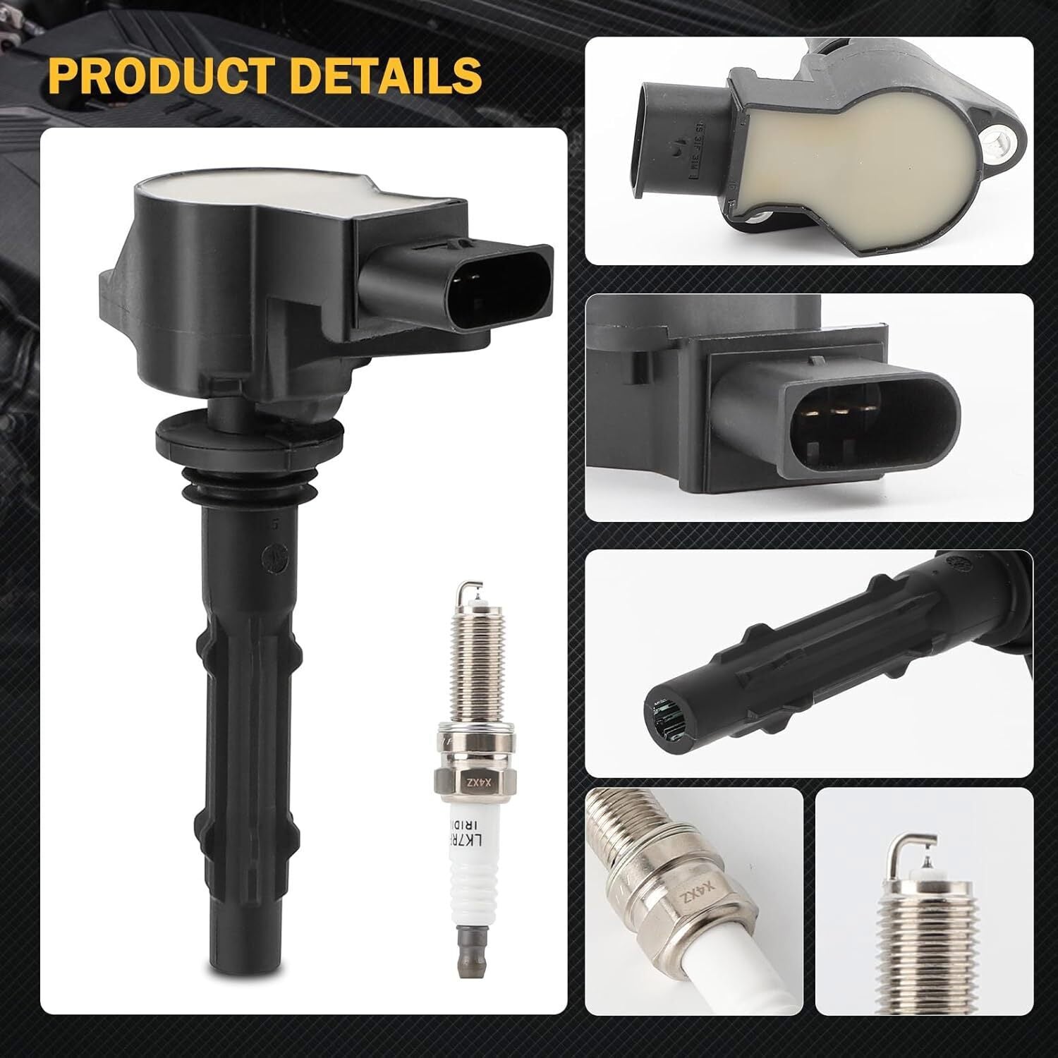 6 Ignition Coil & Spark Plug For Mercedes-Benz GLK350 E350 C300 C350 ML350 Black