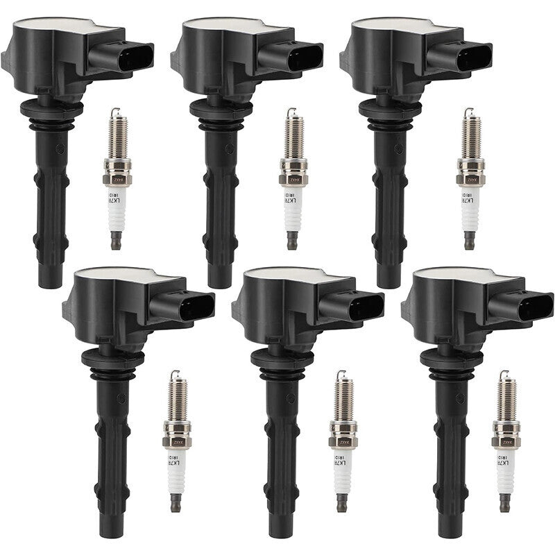 6 Ignition Coil & Spark Plug For Mercedes-Benz GLK350 E350 C300 C350 ML350 Black