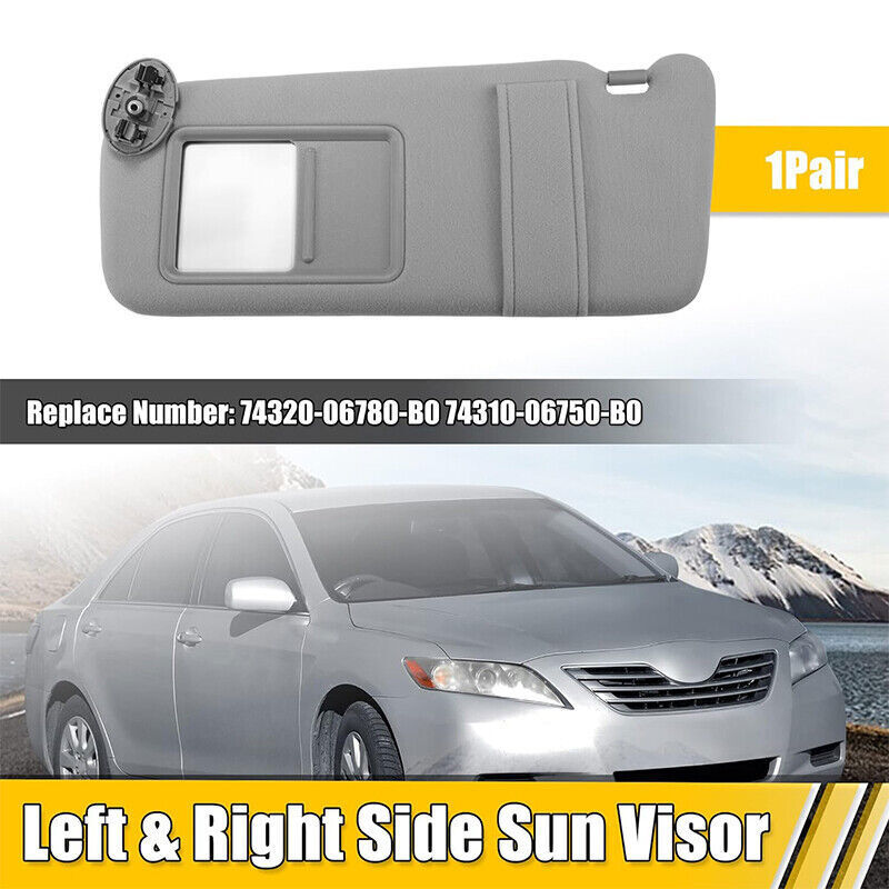 Pair Sun Visor Left & Right Side Without Sunroof Gray For Toyota Camry 2007-2011