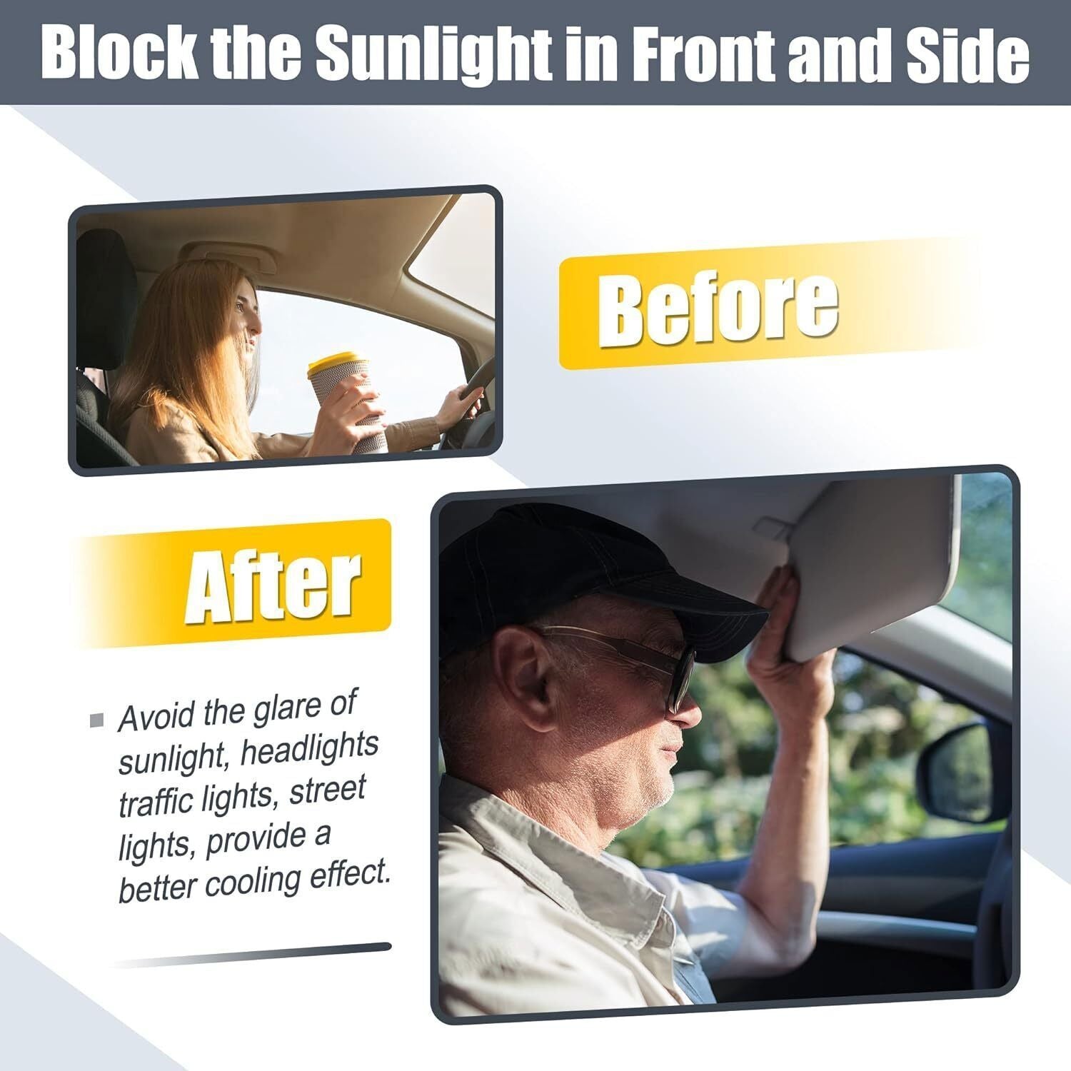 Pair Sun Visor Left & Right Side Without Sunroof Gray For Toyota Camry 2007-2011