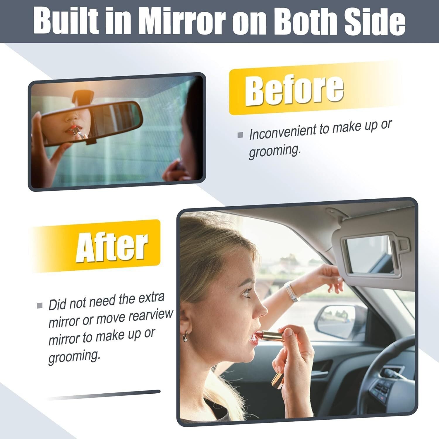 Pair Sun Visor Left & Right Side Without Sunroof Gray For Toyota Camry 2007-2011