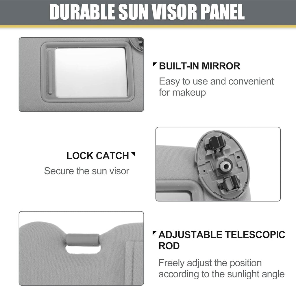 Pair Sun Visor Left & Right Side Without Sunroof Gray For Toyota Camry 2007-2011