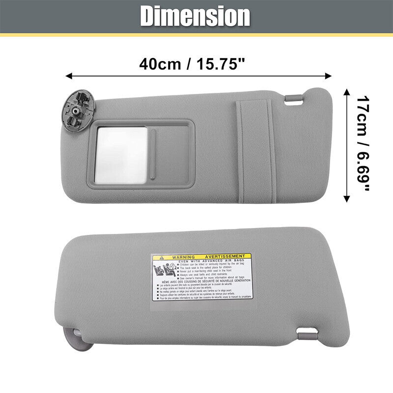 Pair Sun Visor Left & Right Side Without Sunroof Gray For Toyota Camry 2007-2011