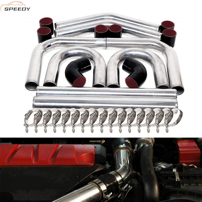 2.5" Universal Aluminum Turbo Intercooler Elbow Pipe Kit + Silicone Hose + Clamp