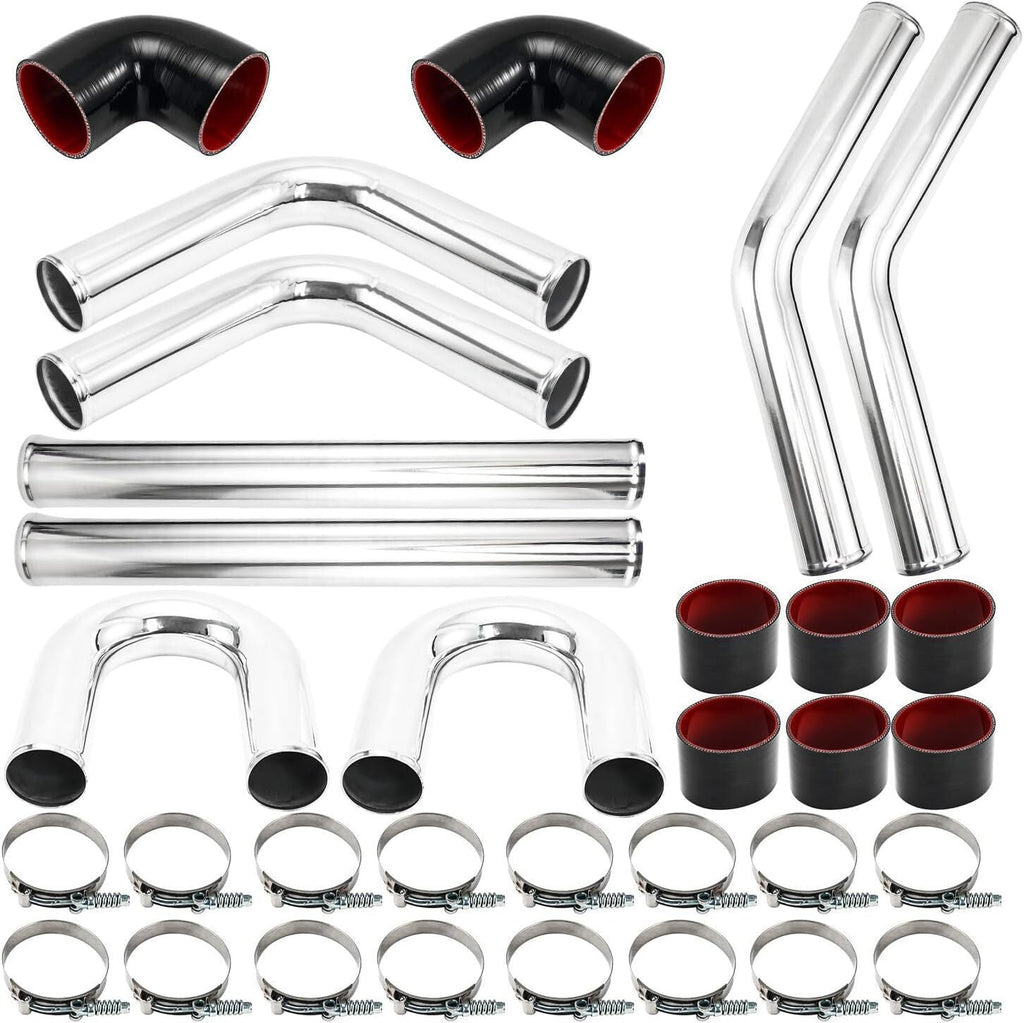 2.5" Universal Aluminum Turbo Intercooler Elbow Pipe Kit + Silicone Hose + Clamp