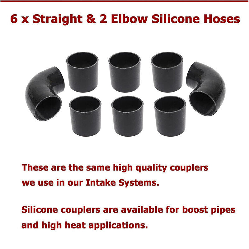 2.5" Universal Aluminum Turbo Intercooler Elbow Pipe Kit + Silicone Hose + Clamp