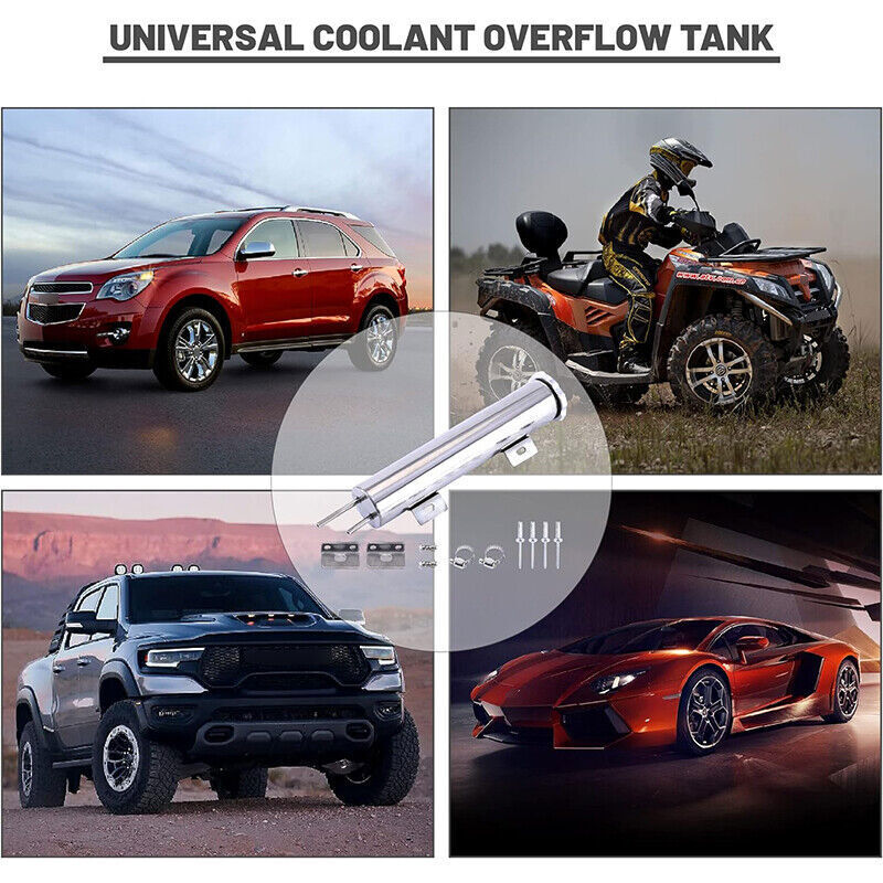 3"x10" Universal Radiator Overflow Tank Steel Coolant Overflow Tank 32 OZ
