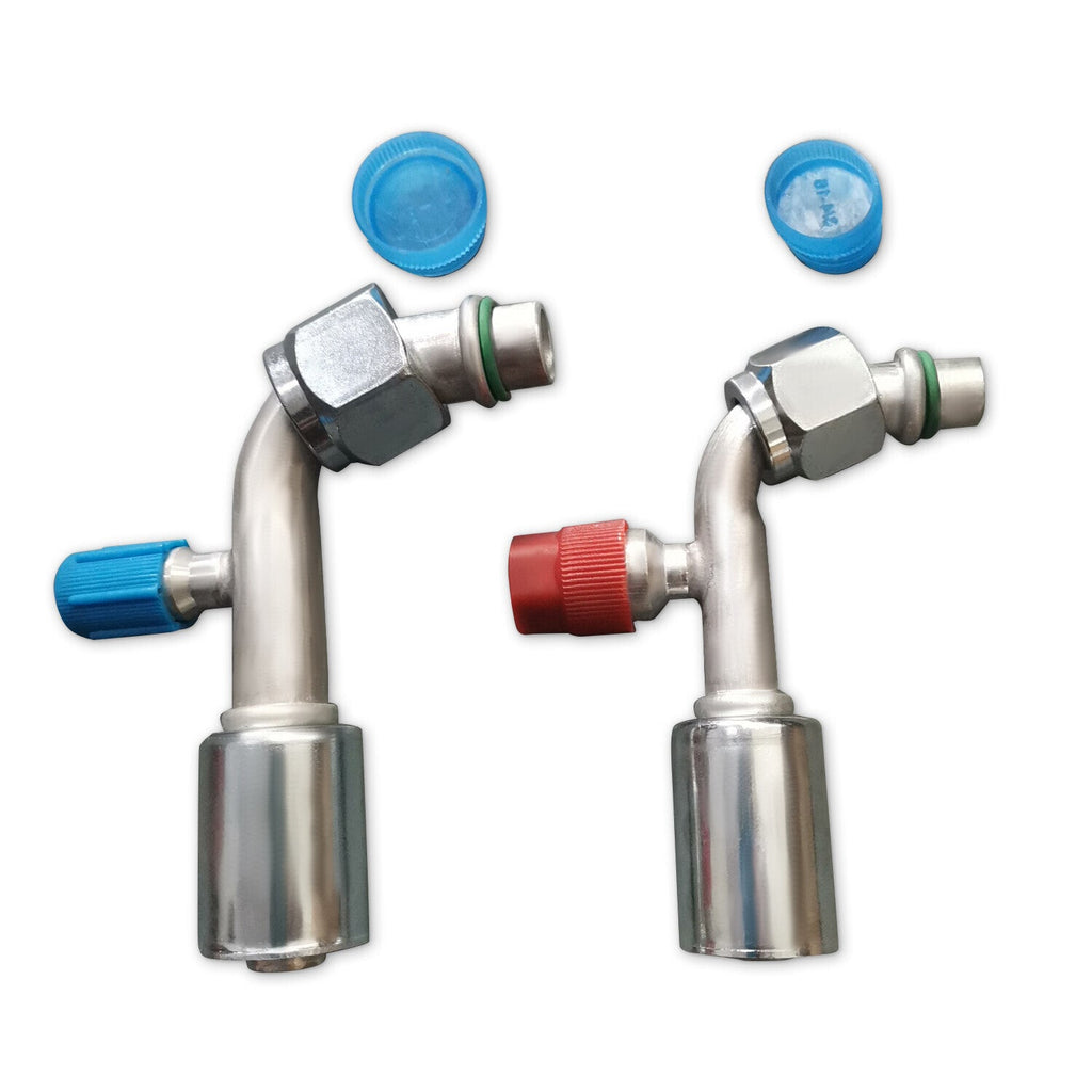AC Fitting Set #8 and #10 Female Oring Beadlock 90 Degree & R134a pressure valve