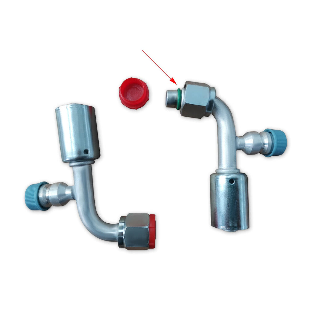 AC Fitting Set #8 and #10 Female Oring Beadlock 90 Degree & R134a pressure valve