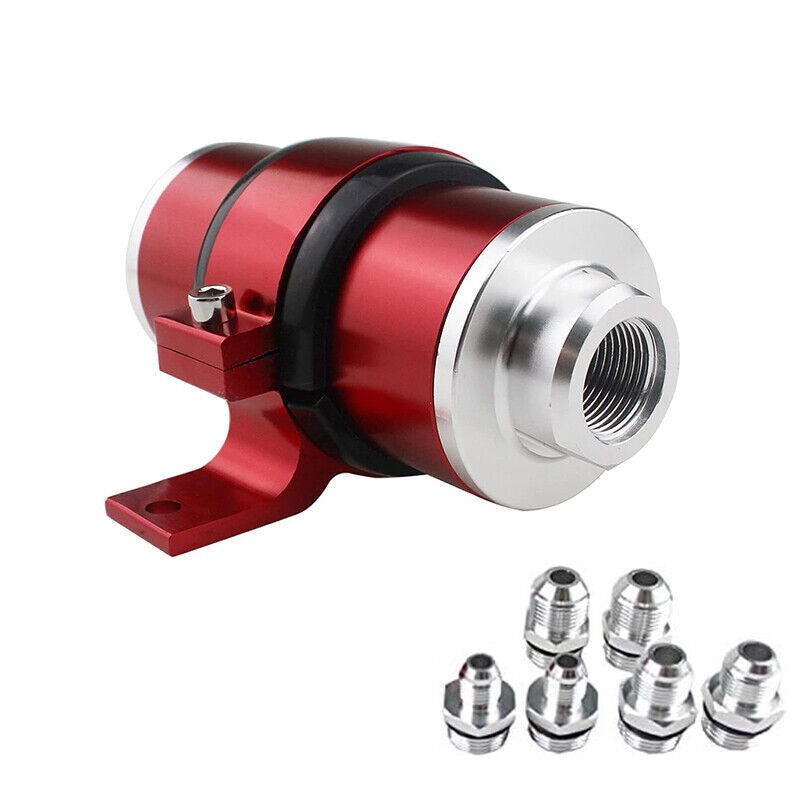 AN6 AN8 AN10 Inline Fuel Filter with Bracket Cleanable 30 Micron Universal Red