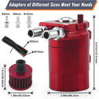 Universal Oil Catch Can Kit Red Baffled Reservoir with Breather Filter US STOCK