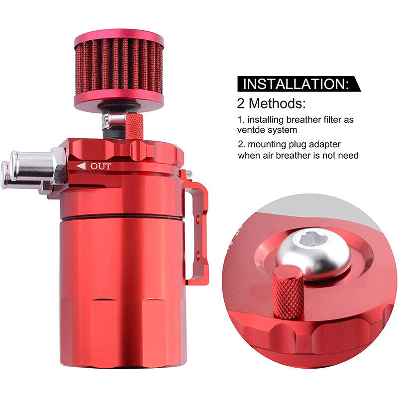 Universal Oil Catch Can Kit Red Baffled Reservoir with Breather Filter US STOCK