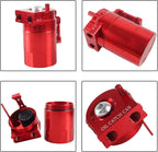 Universal Oil Catch Can Kit Red Baffled Reservoir with Breather Filter US STOCK