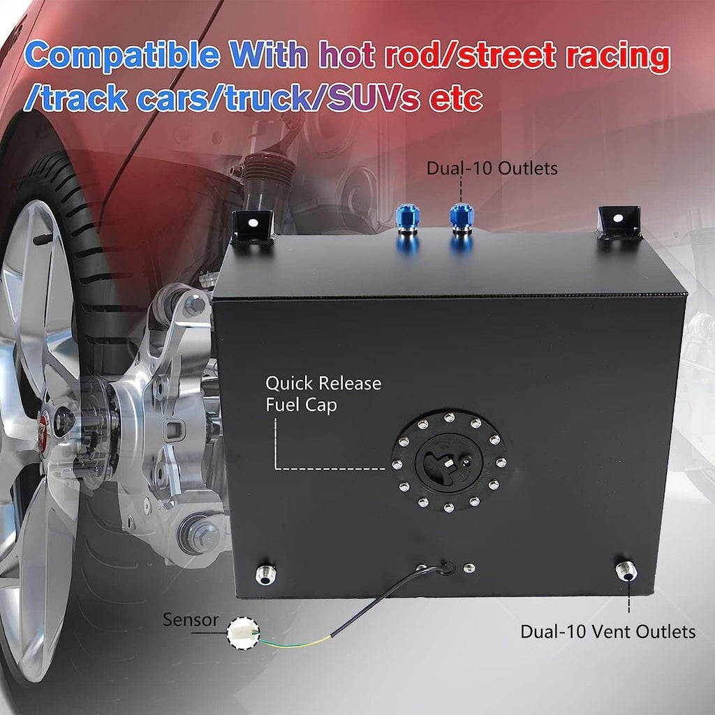 20 GALLON/78L ALUMINUM FUEL CELL TANK+FEED LINE KIT+PRESSURE REGULATOR