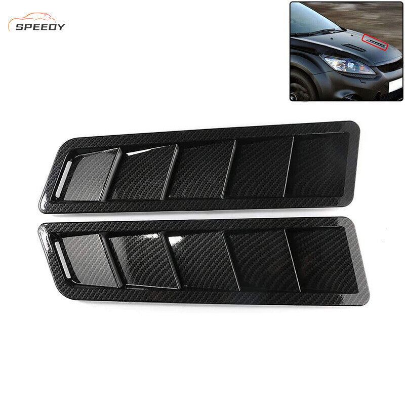 1 Pair Car Bonnet Louver Hood Air Vent Grille Panel Scoop Carbon Fiber Universal