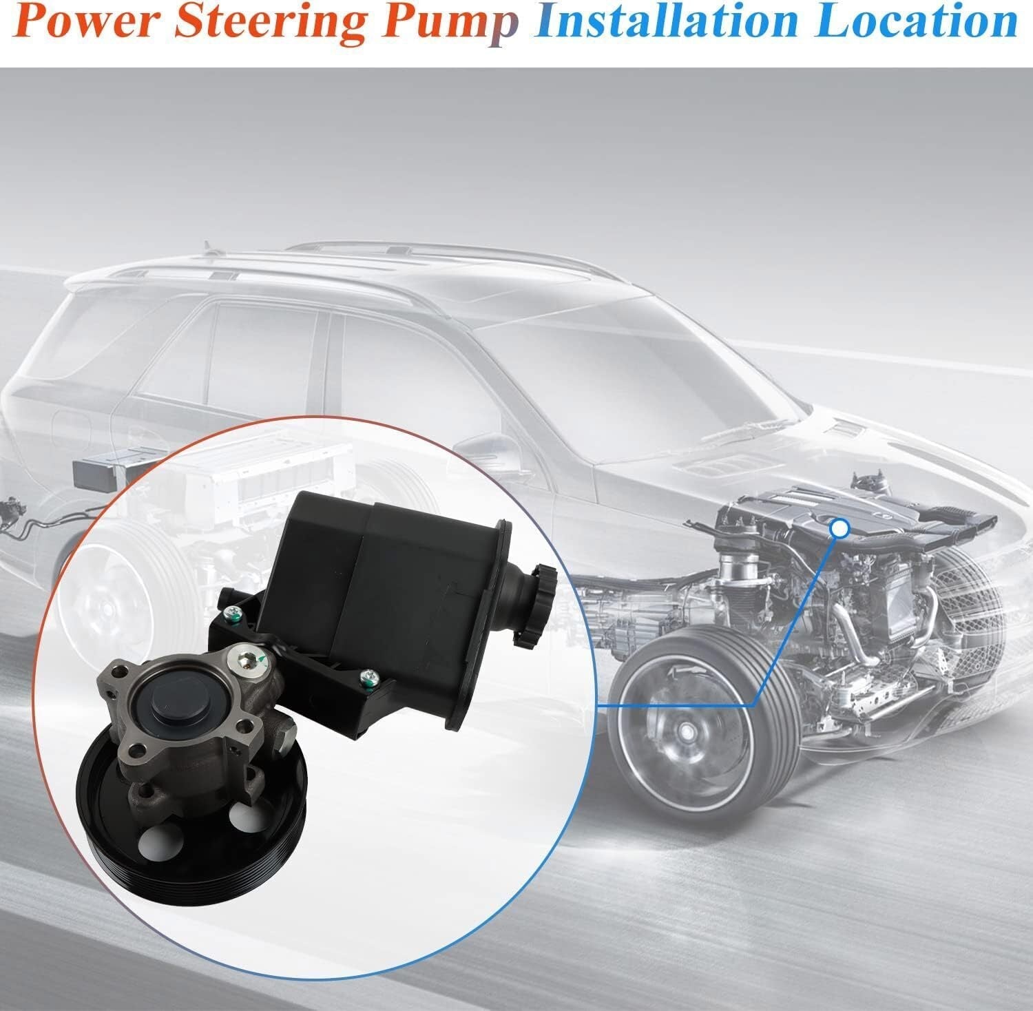 Power Steering Pump w/ Pulley & Reservoir for Dodge Ram 1500  Durango Chrysler
