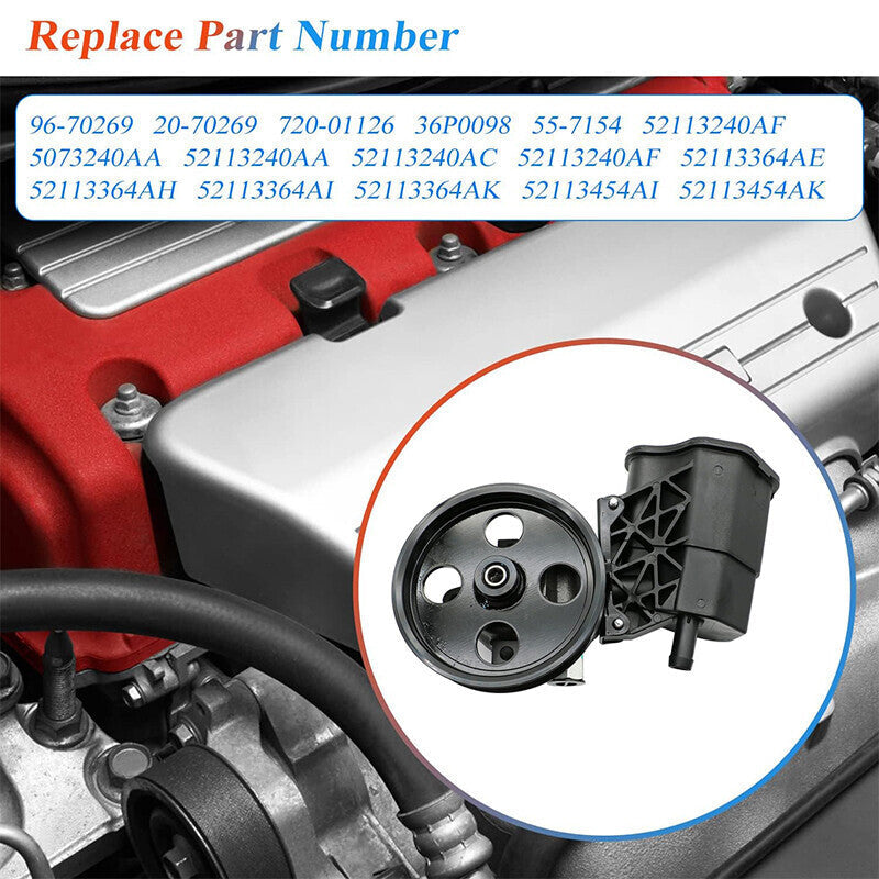Power Steering Pump w/ Pulley & Reservoir for Dodge Ram 1500  Durango Chrysler